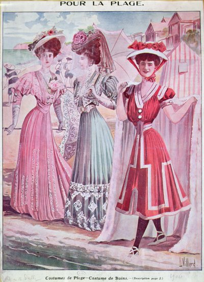 Strand- und Badeanzüge aus dem frühen 20. Jahrhundert, ca. 1906 von French School