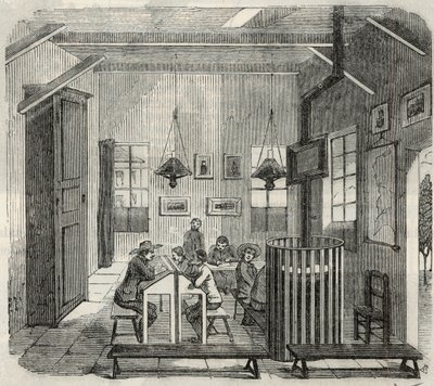 Schule für Idioten in Bicetre im 19. Jahrhundert - Gravur in „Tableau-de-Paris“ von Edmond Texier 1852 von French School