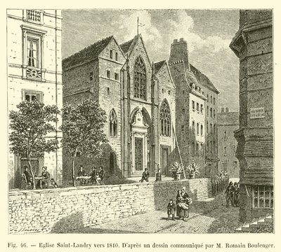 Kirche Saint-Landry um 1810, nach einer Zeichnung von M. Romain Boulenger von French School