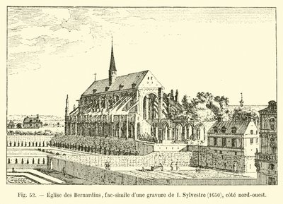 Kirche der Bernardiner, Faksimile eines Stiches von I. Sylvestre, 1650, Nordwestseite von French School
