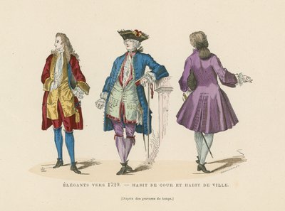 Elegante französische Herrenmode, um 1729 von French School