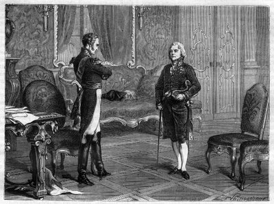 Kaiser Alexander I. von Russland (1777-1825) mit Charles Maurice de Talleyrand Perigord (1754-1838) von French School