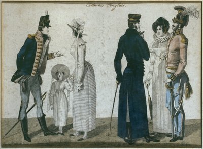 Englische Kostüme, Illustration aus Le Bon Genre, frühes 19. Jahrhundert von French School