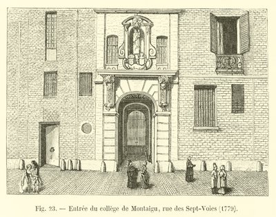 Eingang des Collège de Montaigu, Rue des Sept-Voies, 1779 von French School
