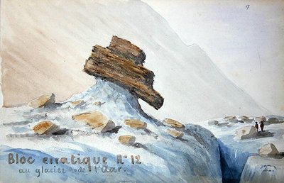 Erratischer Block Nr. 12 am Aar-Gletscher in den Schweizer Alpen von French School