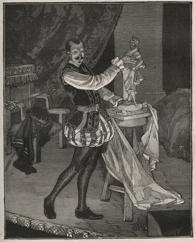 Etienne Marin Melingue (1808-1875), französischer Schauspieler, spielt den Bildhauer Benvenuto Cellini in Alexandre Dumas