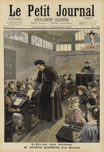 Eugenie Bonnefois, französische Lehrerin, in ihrer Schule für Kinder von Schaustellern von French School
