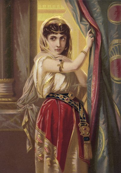 Exotisches Mädchen, trägt goldenen Schmuck von French School