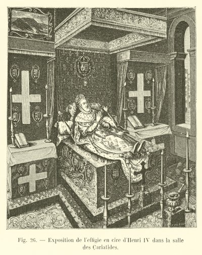 Ausstellung der Wachsfigur von Heinrich IV. im Saal der Karyatiden von French School