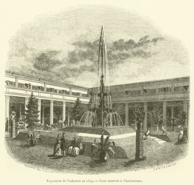 Ausstellung der Industrie 1849, für die Gartenbau reservierter Hof (Gravur) von French School