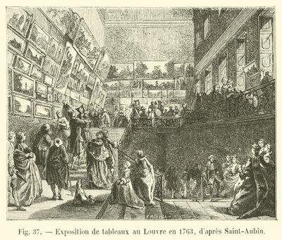 Ausstellung von Gemälden im Louvre, 1763, nach Saint-Aubin von French School