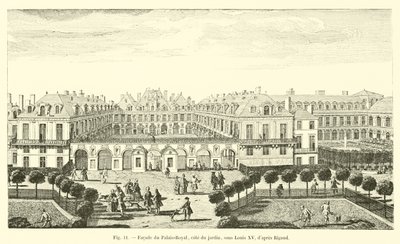 Fassade des Palais-Royal, Gartenseite, unter Ludwig XV., nach Rigaud von French School
