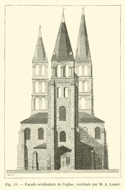 Westfassade der Kirche, restauriert von M. A. Lenoir von French School