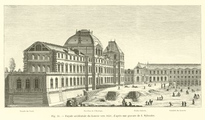 Westfassade des Louvre, um 1650, nach einem Stich von I. Sylvestre von French School