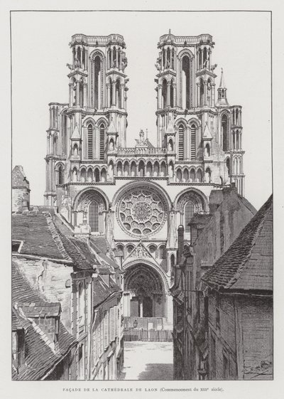Fassade der Kathedrale von Laon, frühes 13. Jahrhundert von French School