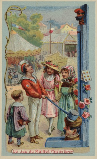 Kirmes-Kraftmesser (Chromolithografie) von French School