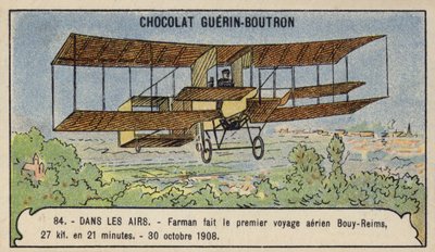 Farman macht den ersten Überlandflug in Europa, von Bouy nach Reims, Frankreich, 30. Oktober 1908 von French School