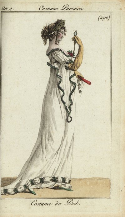 Modische Frau im Ballkleid mit Tiara von French School