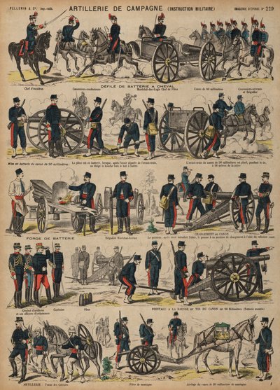 Feldartillerie der französischen Armee (Farbstich) von French School