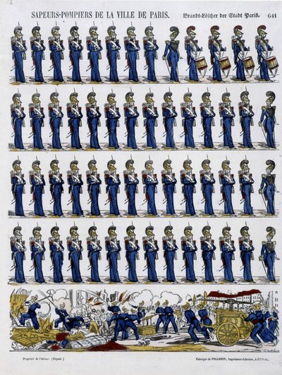 Feuerwehrleute der Stadt Paris - Bild von Epinal, um 1852 von French School