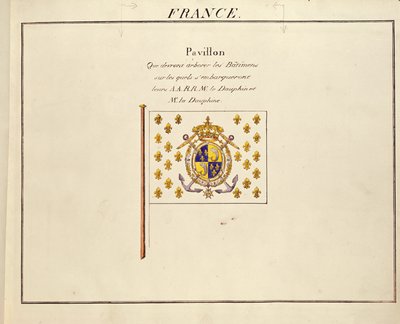 Flagge des Dauphin und der Dauphine, Louis-Antoine und Marie-Therese von Frankreich, aus Pavillons des Puissances Maritimes, ca. 1815-30 von French School