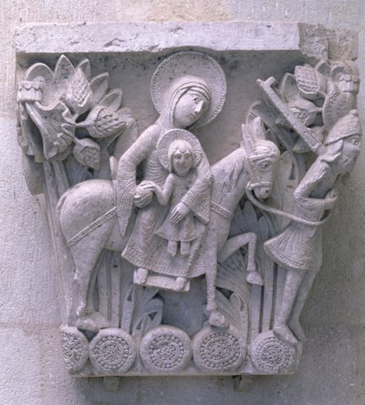 Flucht nach Ägypten, ursprüngliches Kapitell aus dem Kirchenschiff der Kathedrale von French School