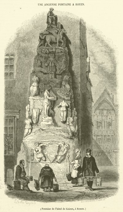 Brunnen des Hotels de Lisieux, Rouen (Gravur) von French School