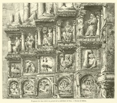 Fragment der Reliefs am Portal der Kathedrale von Sens von French School