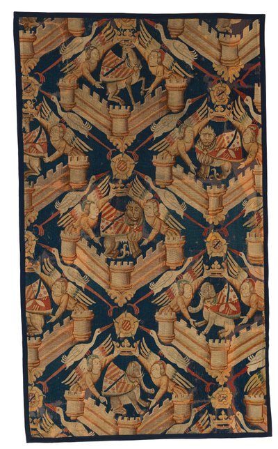 Fragment eines heraldischen Wandteppichs, Darstellung der Wappen von Beaufort, Turenne und Comminges, hergestellt in Paris oder Arras von French School