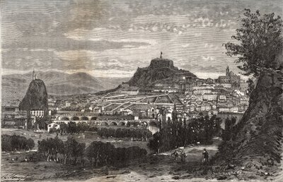 Frankreich, Auvergne, Haute-Loire (43), Le Puy-en-Velay - Gravur in „La France illustrée: Geographie, Geschichte, statistische Verwaltung“ von V.A. Malt-Brown. 1884 von French School