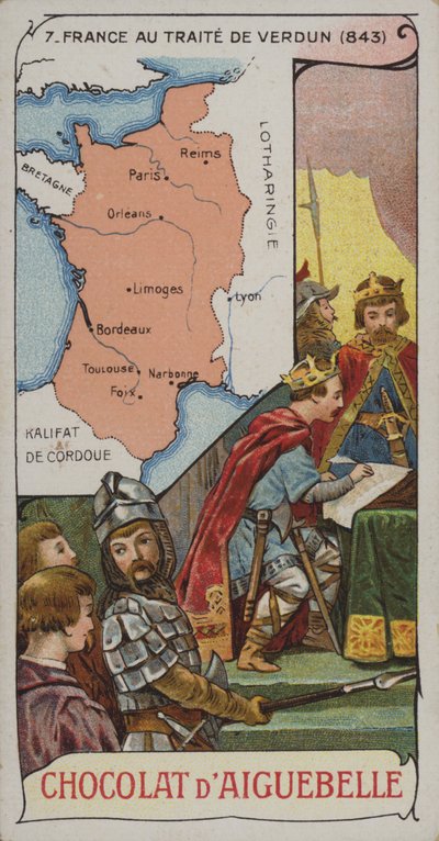 Frankreich zur Zeit des Vertrags von Verdun, 843 von French School