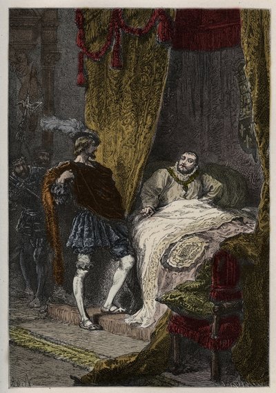 Francois I. (1494-1547) überrascht Heinrich VIII. (1491-1547) am Morgen im Camp du Drap d