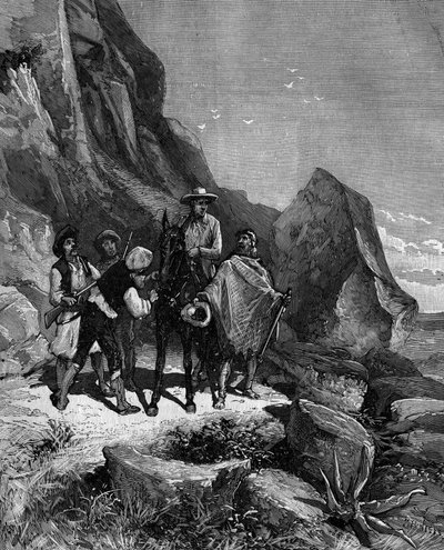 François Arago (1786 - 1853) ging 1806 nach Spanien, um die Messung des Meridians abzuschließen, und wurde eines Abends von vier Banditen überfallen. von French School