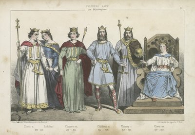 Fränkische Könige und Königinnen der Merowingischen Dynastie von French School
