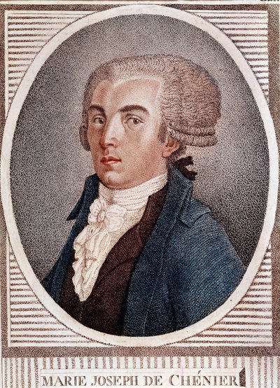 Französische Revolution: Porträt des Diplomaten, Dichters und Historikers Marie Joseph Chenier (1764-1811), Autor des "Chant du départ". Gravur des 19. Jahrhunderts von French School