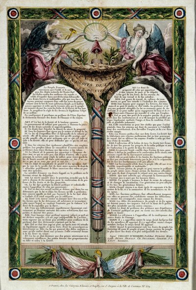 Französische Revolution: Plakat der Erklärung der Menschenrechte von French School