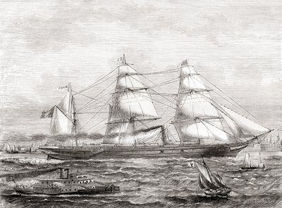 Französischer dampfbetriebener transatlantischer Liner Pereire (1866-1888), aus Les Merveilles de la Science, veröffentlicht 1870 von French School
