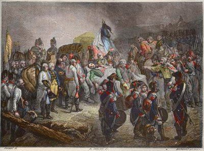 Begräbnis des Generals Marceau, September 1796 (François Séverin Marceau Desgraviers) - Neue Nationale Enzyklopädie von Maurice La Charest - 1870 von French School