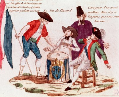 Glücksspiel der drei Stände (Klerus, Dritter Stand und Adel) (Gravur, Ende des 18. Jahrhunderts) von French School
