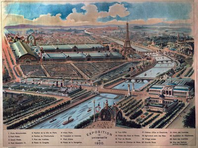 Gesamtansicht der Pariser Weltausstellung. Gravur von 1900. Musée Carnavalet. von French School