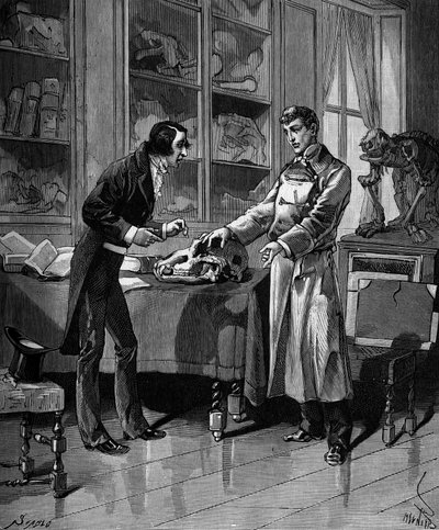 Georges Cuvier (1769-1832), französischer Naturforscher mit einem jungen Schüler. In „Histoire populaire des sciences, inventions et discoveries from the first centuries to the present day“ von Bitard Adolphe 1880. von French School