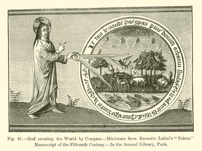 Gott erschafft die Welt mit einem Zirkel von French School