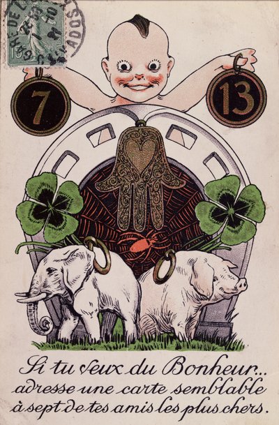 Glückwunschkarte, ca. 1920 von French School