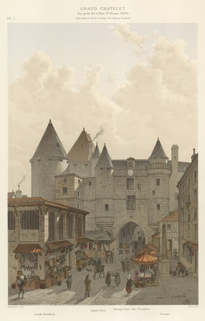 Grand Chatelet, Blick von der Rue St Denis, 1800 von French School