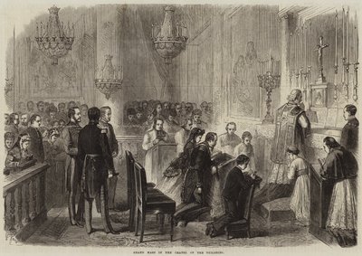Große Messe in der Kapelle der Tuilerien (Gravur) von French School