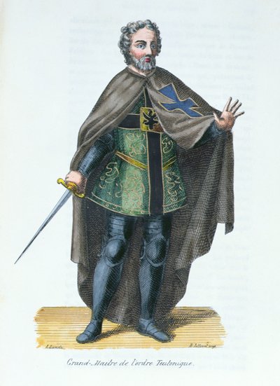 Großmeister des Deutschen Ordens, Illustration aus Histoire et Costumes des Ordres Monastiques von Pierre Helyot, 1842 von French School