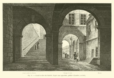 Große Treppe des Châtelet, nach einer Aquatinta, veröffentlicht in London, 1809 von French School