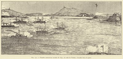 Große Marine-Manöver von 1891 in der Reede von Toulon; die Flotte erzwingt die Passage von French School