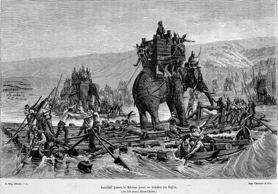 Hannibal überquert die Rhone nach Italien (218 v. Chr.) - in „Frankreich und die Franzosen durch die Jahrhunderte“ von French School