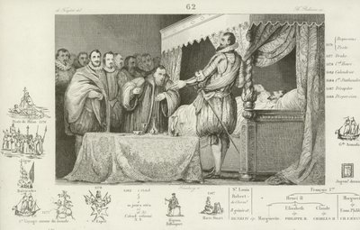 Heinrich III. von Frankreich auf seinem Sterbebett, 1589 von French School